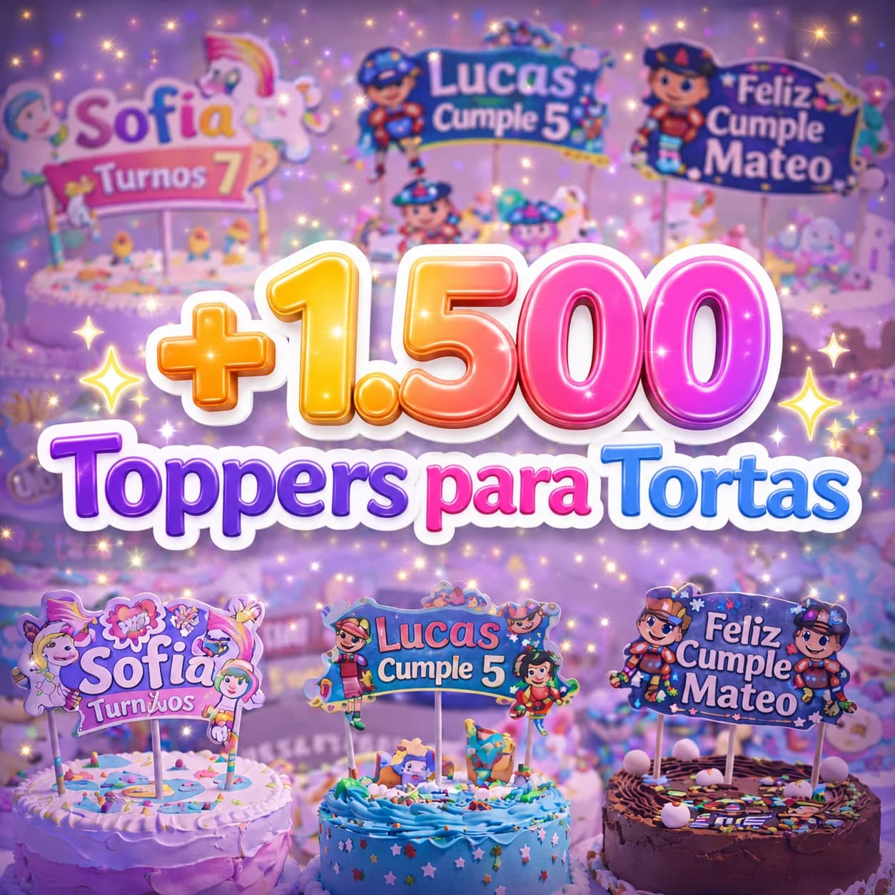 +1.500 Toppers para Tortas