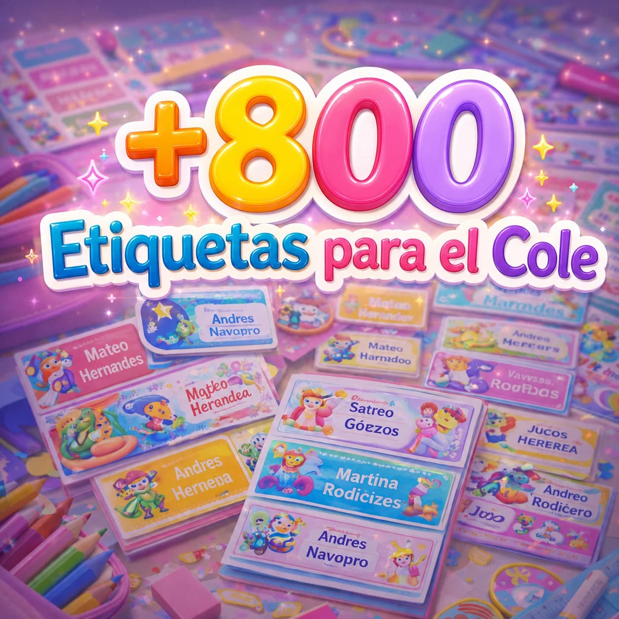 +800 Etiquetas para el Cole