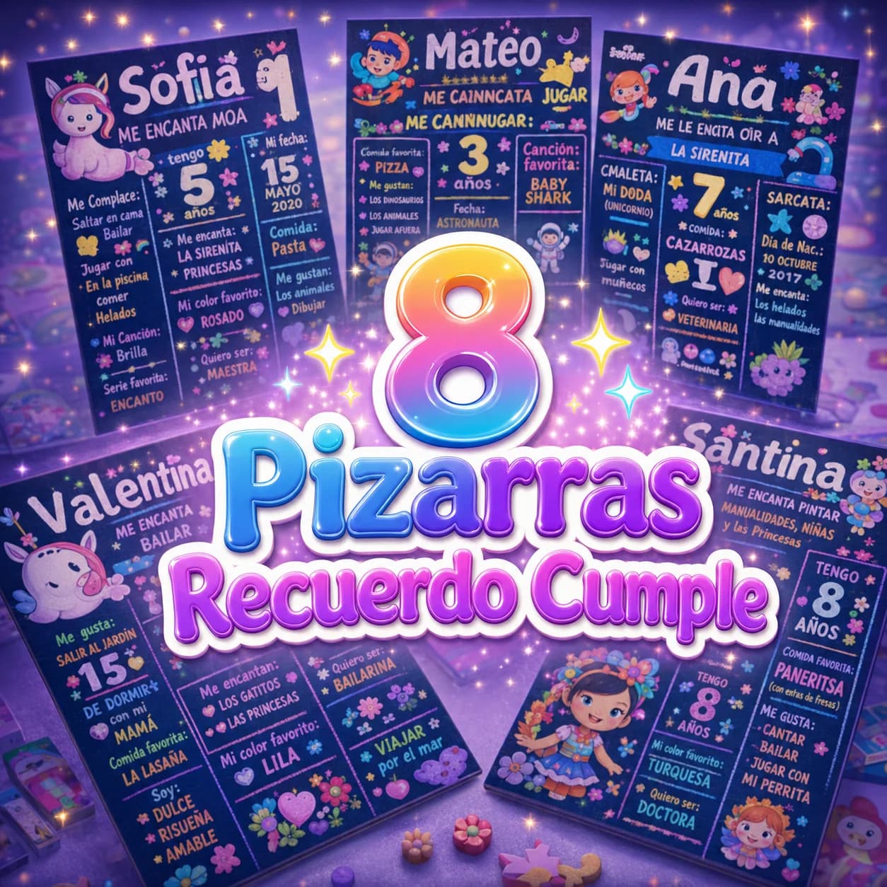8 Pizarras Recuerdo Cumple